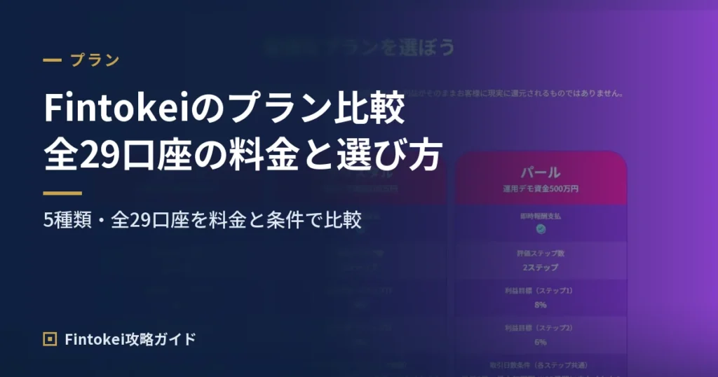 フィントケイのプラン比較・料金一覧｜5種類29口座の違いと選び方